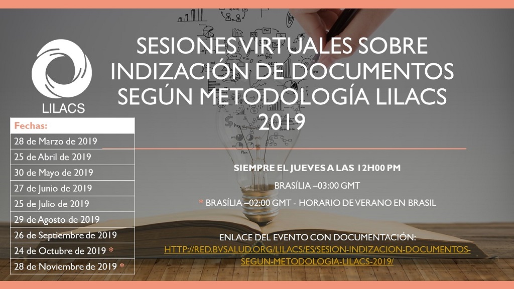 Sesiones virtuales sobre Indización de Documentos según Metodología LILACS 2019